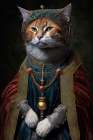 Maine coon cat in medieval attire. AI Generated. Art Print